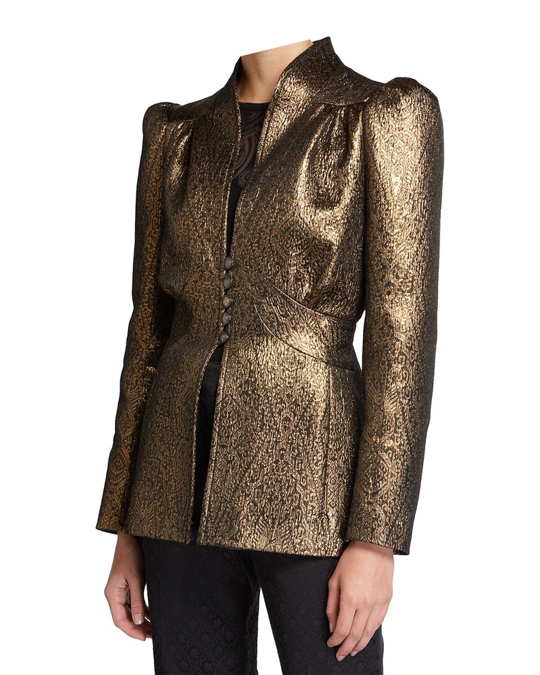 Chaqueta Abrigo Princesa Etro Metálico Jacquard Manga Abullonada 4 EE. UU. 38 IT Foto 3 de 4