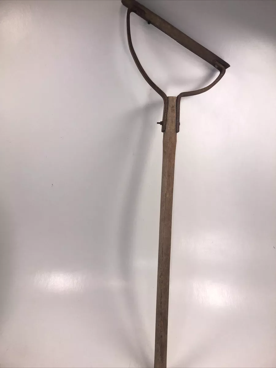 Vintage Weed Grass Trimmer Sling Blade Wood Handle Rustic Sickle Wacker Prop