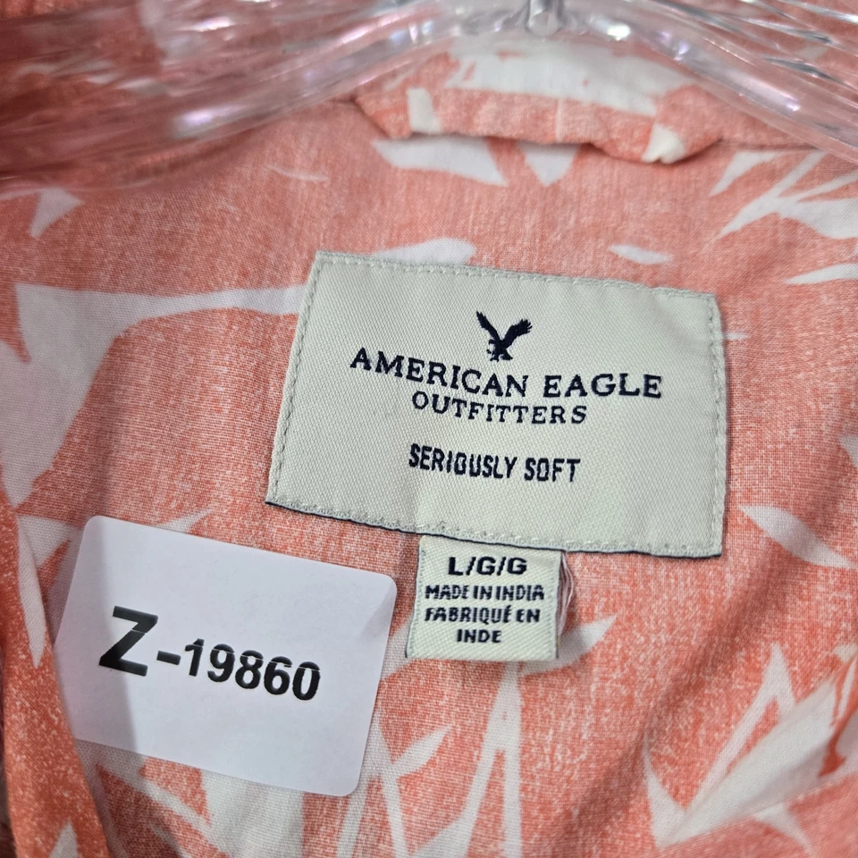 Camisa con botones American Eagle Outfitters para hombre L naranja floral cuello hawaiano Foto 2 de 4