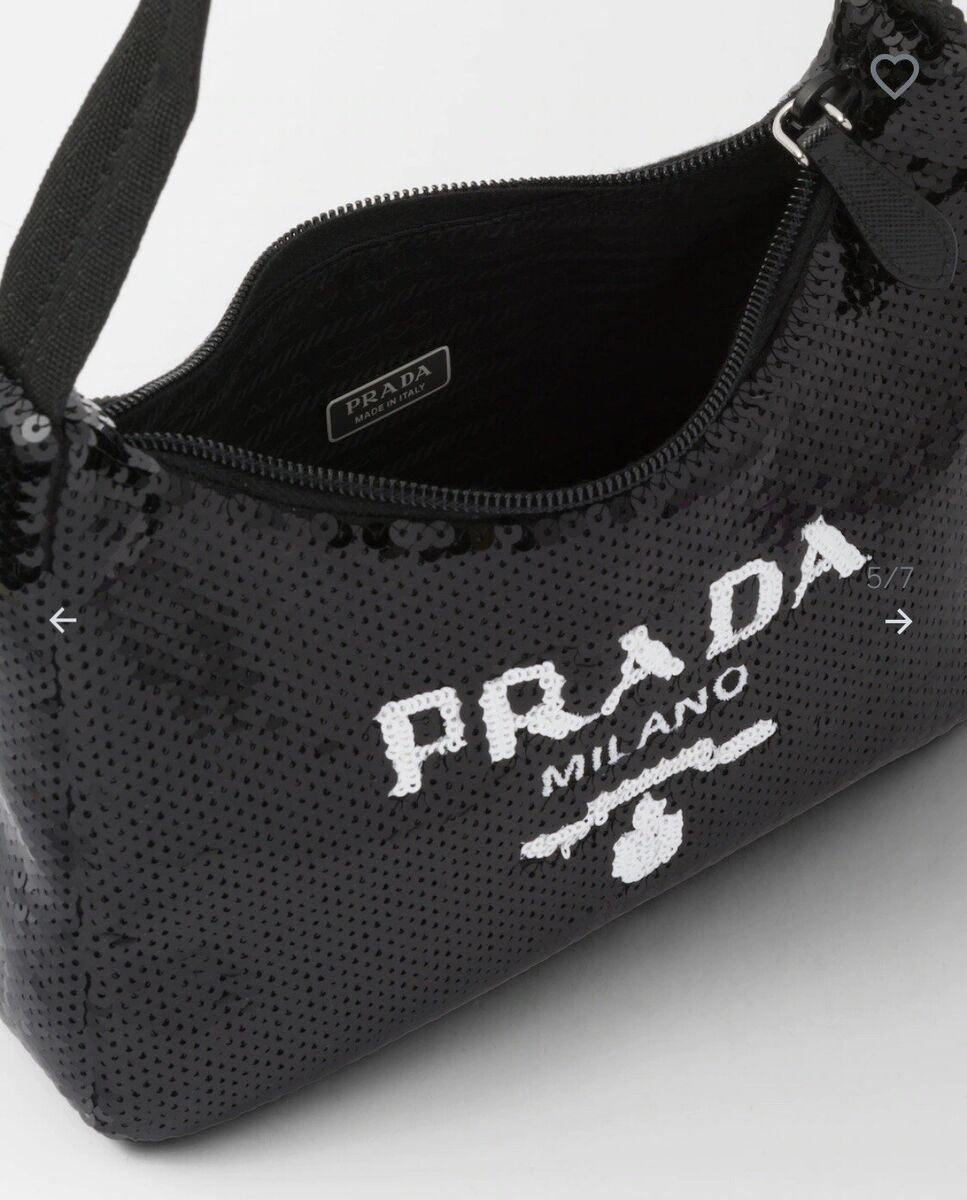 Prada Re-Edition 2000 Hobo Sequins Mini Bag Black Milano Prada Re-Edition 2000 Hobo Sequins Mini Bag Black Milano