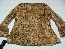 LEOPARD PAISLEY - SEPARATES BY NEW YORK CITY DESIGN LARGE SIZE BLOUSE SHIRT TOP!