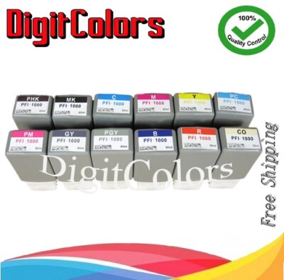Full Set of 12 PFI-1000 Ink Cartridge for Canon Lucia ImagePROGRAF Pro ...