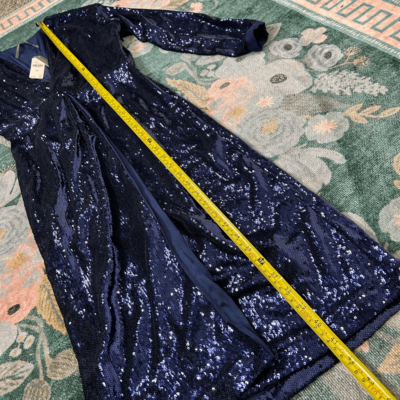 Anthropologie Women's Navy Blue Twist-Front Sequin Wrap Sheath Dress Size  00 | eBay