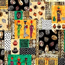 NEW PREMIUM FABRIC - MICHAEL MILLER TRIBAL PATCHWORK - 2 YDS