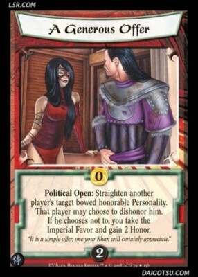 Legend of the Five RIngs L5R CCG HV Honor's Veil A Generous Offer