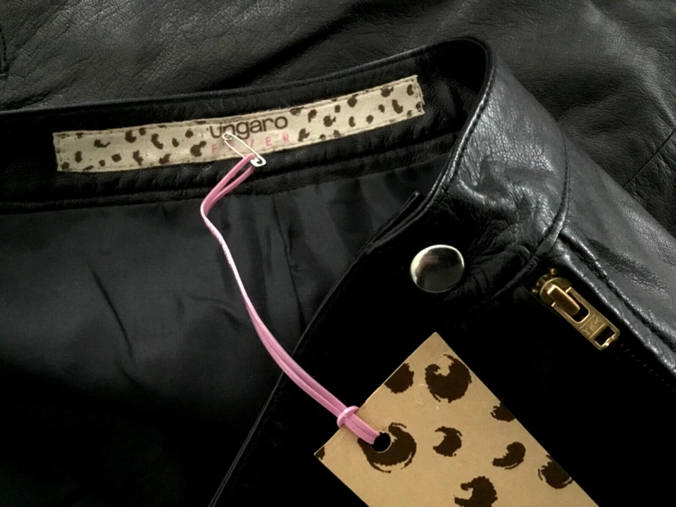 EMANUEL UNGARO  🎁 JET BLACK - FINE GLOVING NAPPA LEATHER SKIRT  🇫🇷 38 🇬🇧 12 - Image 3 of 4