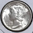 U.S. Mercury Dime Ch BU Full Split Bands 1943-D