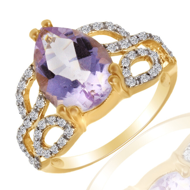 Ct Orchid Amethyst Topaz 18K Yellow Gold Plated Solitaire