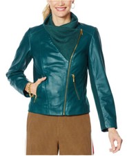 Iman Leather Jacket Genuine Soft Lamb Leather Coat Jacket ~evergreen (2xl)