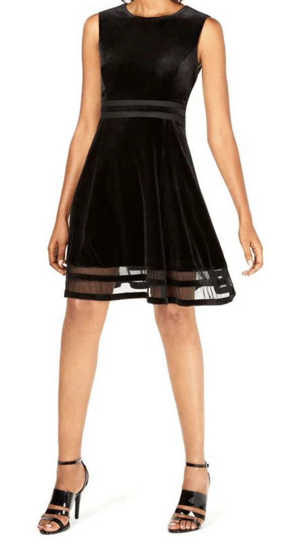 Calvin klein black velvet dress hot sale