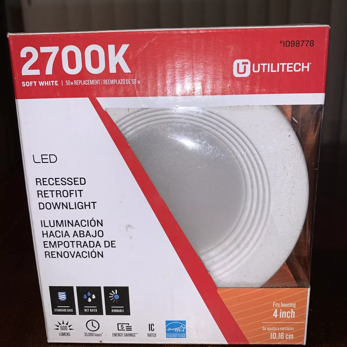 Utilitech LED Recessed Light Retrofit Down 2700K Soft White 4 inch