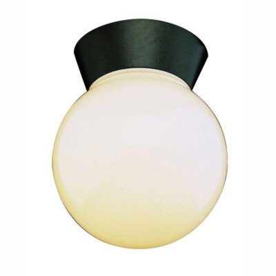 Metropolitan 1-Light Black Outdoor Flushmount with Opal Glass by Bel Air Ligh.