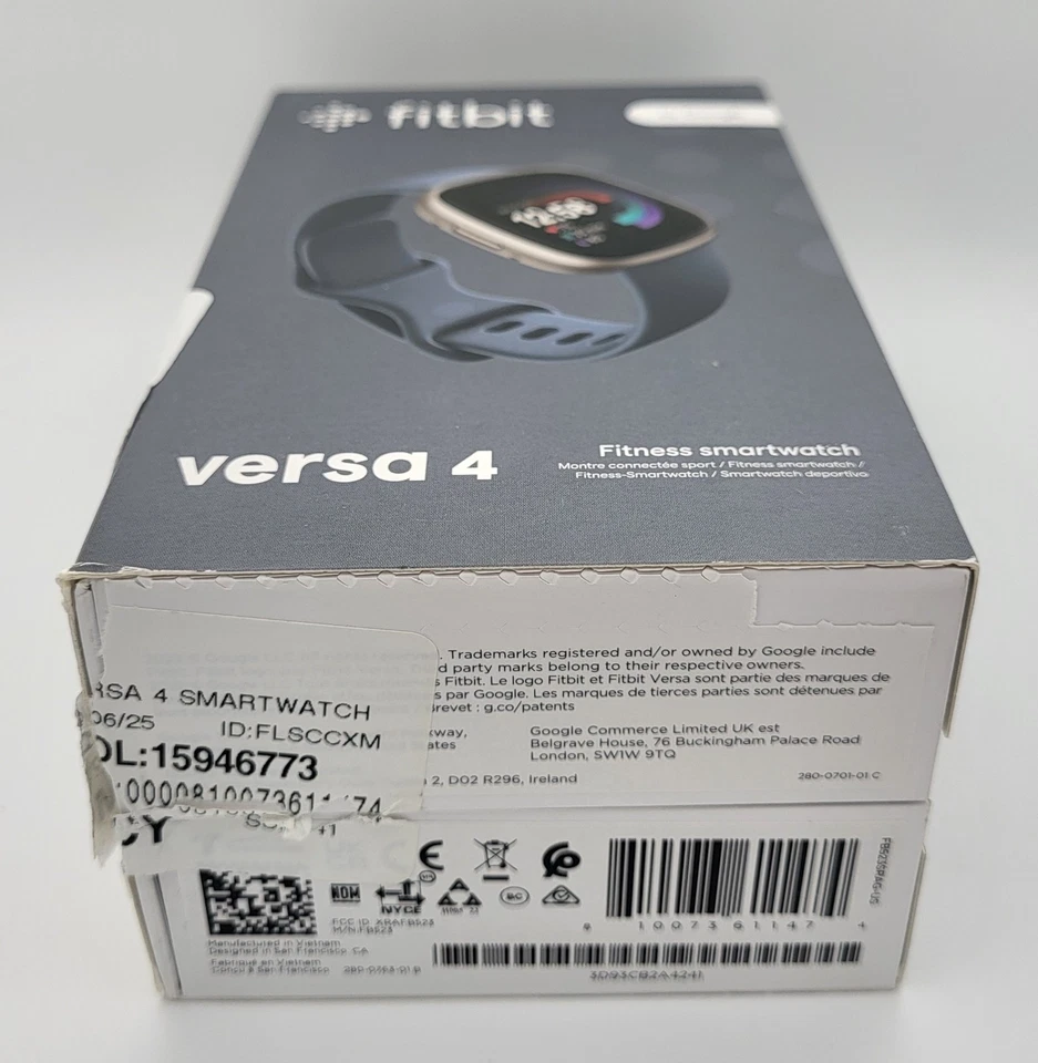 Fitbit Versa 4 Smartwatch Platinum Aluminum/Waterfall Blue Band - New Open Box - Image 4 of 4