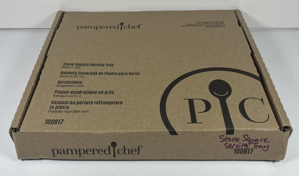 Pampered Chef 100917 Stein Quadratisches Serviertablett 10x8,5" mit Griffen 