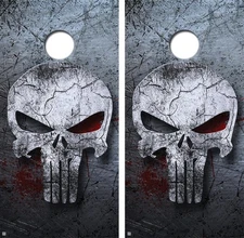 The Punisher Cornhole Board Skin Wrap Decal Set FREE SQUEEGEE