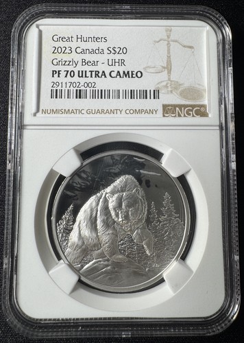 2023 PF70 Canada $20 Grizzly Bear UHR 1oz Silver Coin NGC UCAM