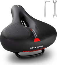 ROCKBROS Comfort Bike Seat Cushion Wide Memory Foam Padded Saddle with Reflect
