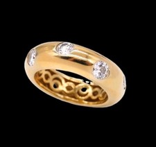 Vintage Donut CZ Eternity Band. Size 7. Gorgeous! Gold Over Sterling Silver.