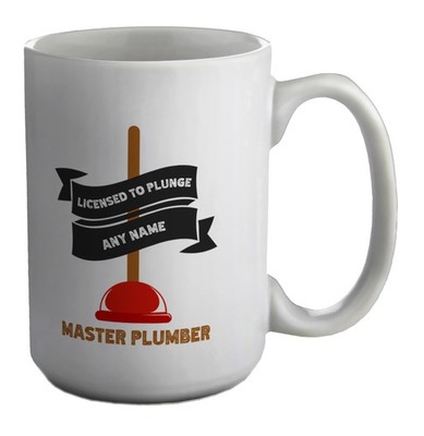 Personalisierte Lizenz zum Eintauchen Meister Klempner Tasse 15 Unzen große Tasse Geschenk weiß