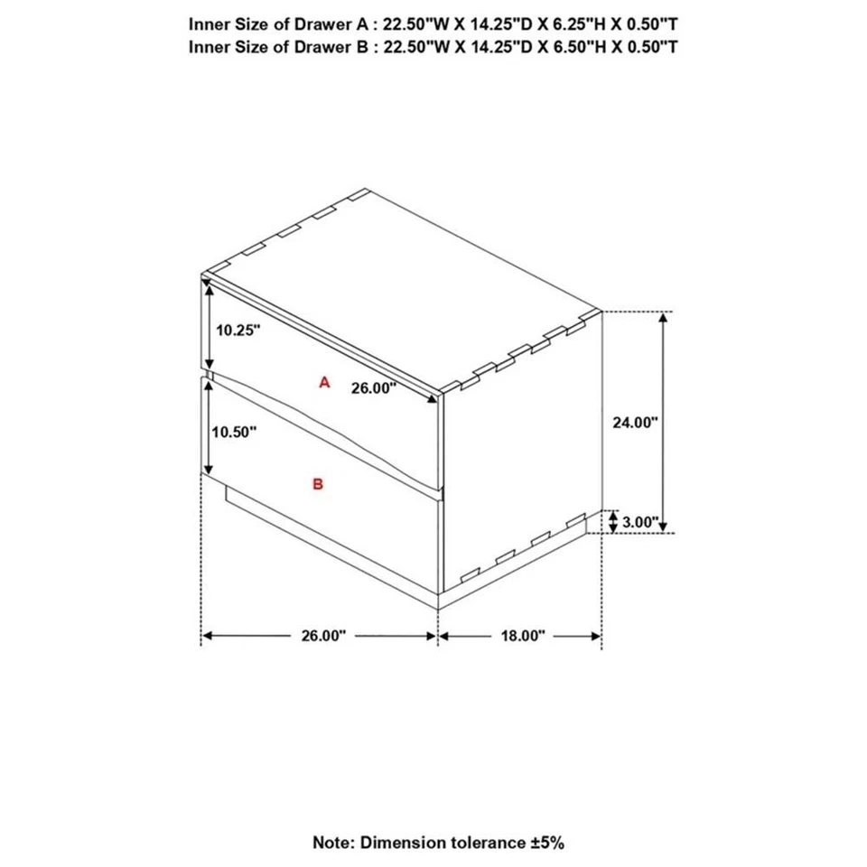 Деревянная тумбочка Coaster Winslow с 2 ящиками цвет Smokey Walnut and Brown - Изображение 3 из 3