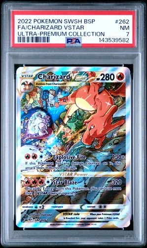 2022 POKEMON SWSH BLACK STAR PROMO #262 FULL ART/CHARIZARD VSTAR PSA 7