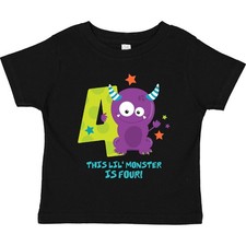 Inktastic Monster 4th Birthday Toddler T-Shirt Little Cartoon Cute Funny Child