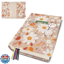 QRZIQRZ Daisy Adjustable Book Cover Protector for Hardcover,Reusable Soft Can