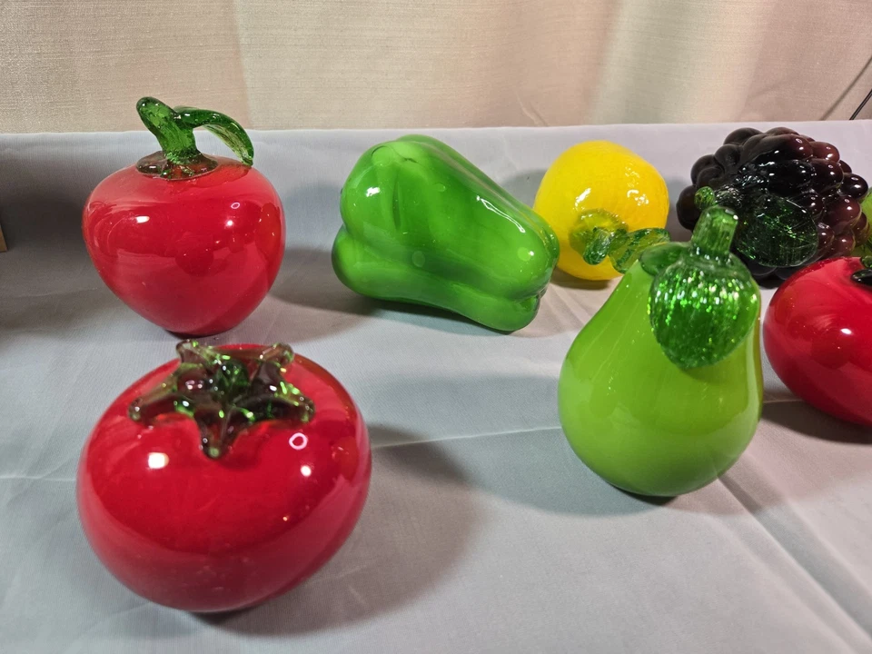 Juego de 8 piezas vintage de vidrio soplado a mano para frutas y verduras de Murano Foto 4 de 4