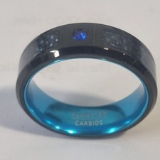 MENS CELTIC DRAGON RING BLUE/BLACK SIZE Y UK