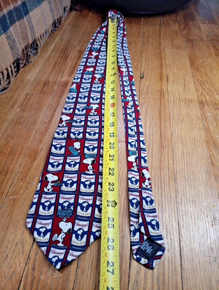 Vintage Peanuts Snoopy's Soup Du Jour Can Necktie Silk Soie Artistic Neck Tie - Image 4 of 4