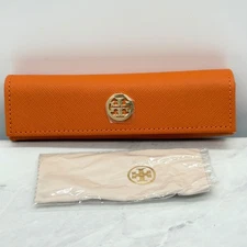 Tori Burch Orange Semi Hard Small Magnetic Flip Top Sunglasses Case