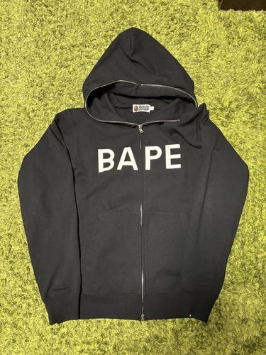 A BATHING APE (BAPE) Felpa con cappuccio A BATHING APE Bape full zip nera uomo taglia L usata buone condizioni Giappone