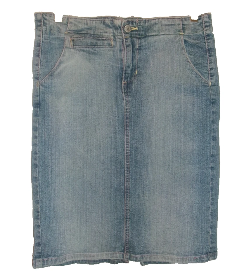 Blue Asphalt 5 JR. Vintage Denim Pencil Skirt Pockets Mild Distress EUC - Image 2 of 4