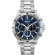 HUGO BOSS Troper Navy Dial Silver Bracelet Watch Men's 1514069 Chronograph