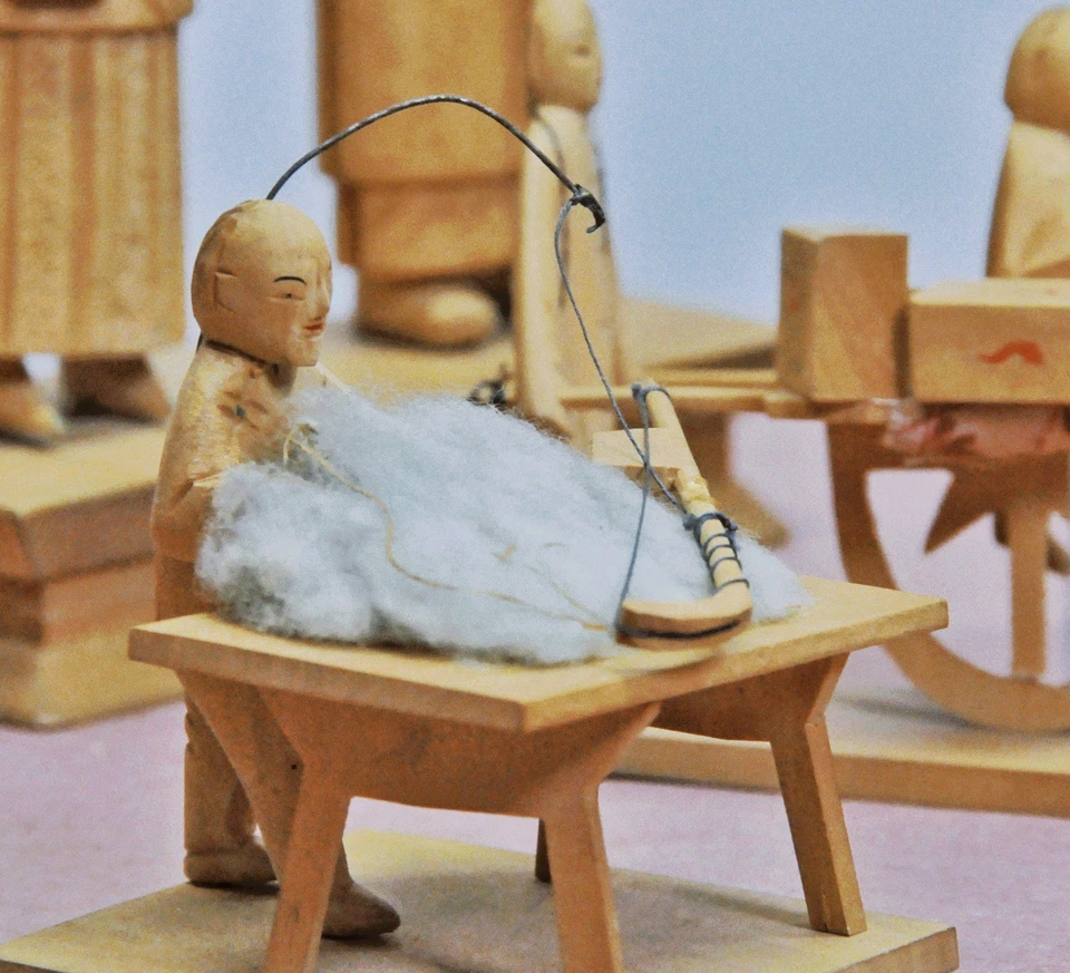 RARA colección de estatuillas de madera blanca de principios del siglo XX de Ningbo, China Foto 3 de 4