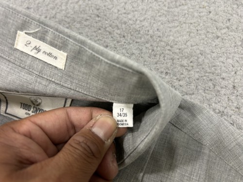 Todd Snyder Shirt Mens 17 34/35 Gray Long Sleeve Button Up 2 Ply Cotton Dress - Picture 4 of 12
