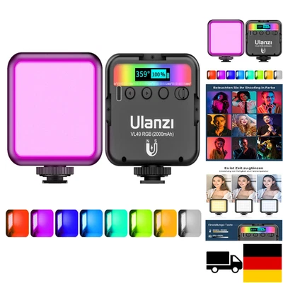 Video Licht RGB, ULANZI VL49 LED Videoleuchte mit 2000 mAh Akku, Kamera Licht