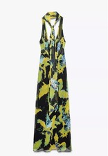 Zara Women's Long Foulard Print Dress Green Size S Ref 3323/308