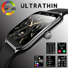 Ultra Thin Smart Watch Men 1.96" AMOLED 360 360 HD Pixel Display Always Show Tim