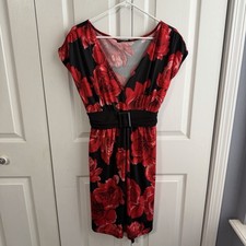 JFW Just For Wraps Black Red Roses Y2K Dress Vintage Romantic Cottage Wedding