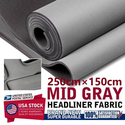 Medium Gray Flat Knit Headliner Fabric Roof Replace Aging/Faded/Broken 98'' ×60''