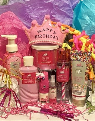 Bath & Body Works 7 Pc SET Milkbar Birthday Cake w/3wick Candle Lmtd Ed Retired