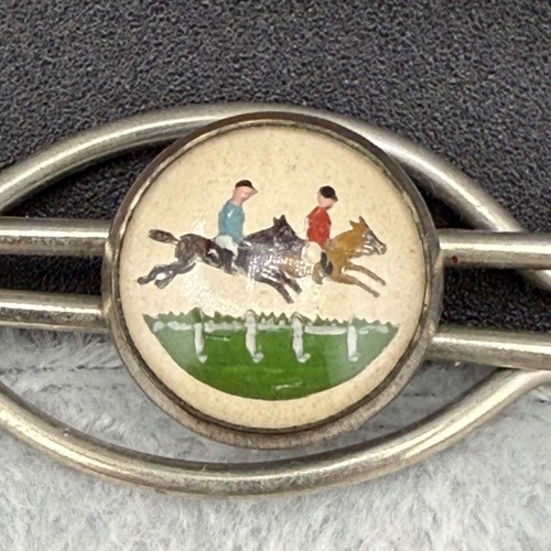 Vintage Tie Bar Horse Equestrian Silver Tone