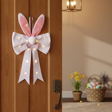 Easter Bunny Bow Ornament with Lights Easter Gift for Store Party Office