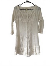 Free People Ivory Lace Button-Front Dress, Size M