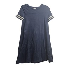 Pink Rose Vintage Navy Blue Striped Sleeve T Shirt Dress Womens Size S