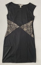AA Studio AA Womens Dress Size 6 Black Tan Lace Pencil Knee Length Lace Dressy