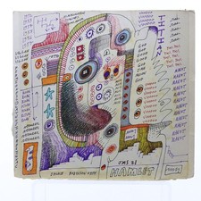 Jon Sarkin JS-2021-T8824 Ink and Marker on Cardboard Album Sleeve 2021