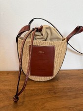 Chloe Small Basket Fair Trade Paper Shiny Calfskin Shoulder Straw Bag