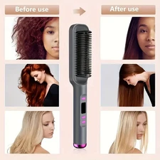 Professional Ionic Hair Straightening Brush, Fast Heating Ceramic Comb